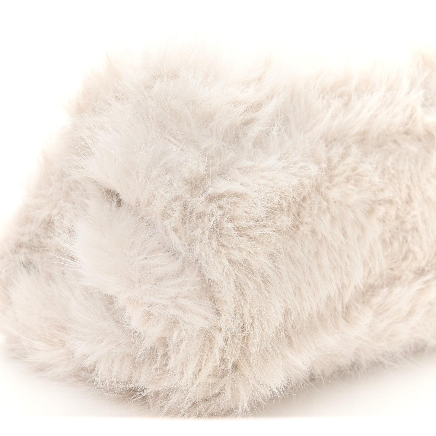 Faux Fur Medium Crush Chain Bag White