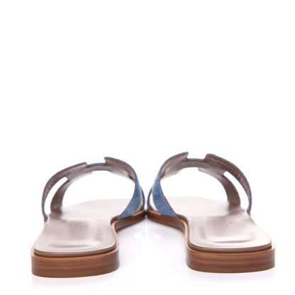 Hermes Denim Canvas Oran Sandals 36.5 Bleu Clair 7 of 11
