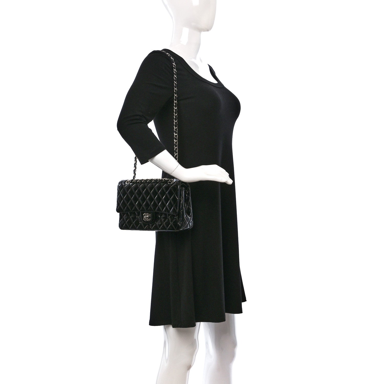 Chanel Patent Quilted Medium Double Flap Black 2 of 9