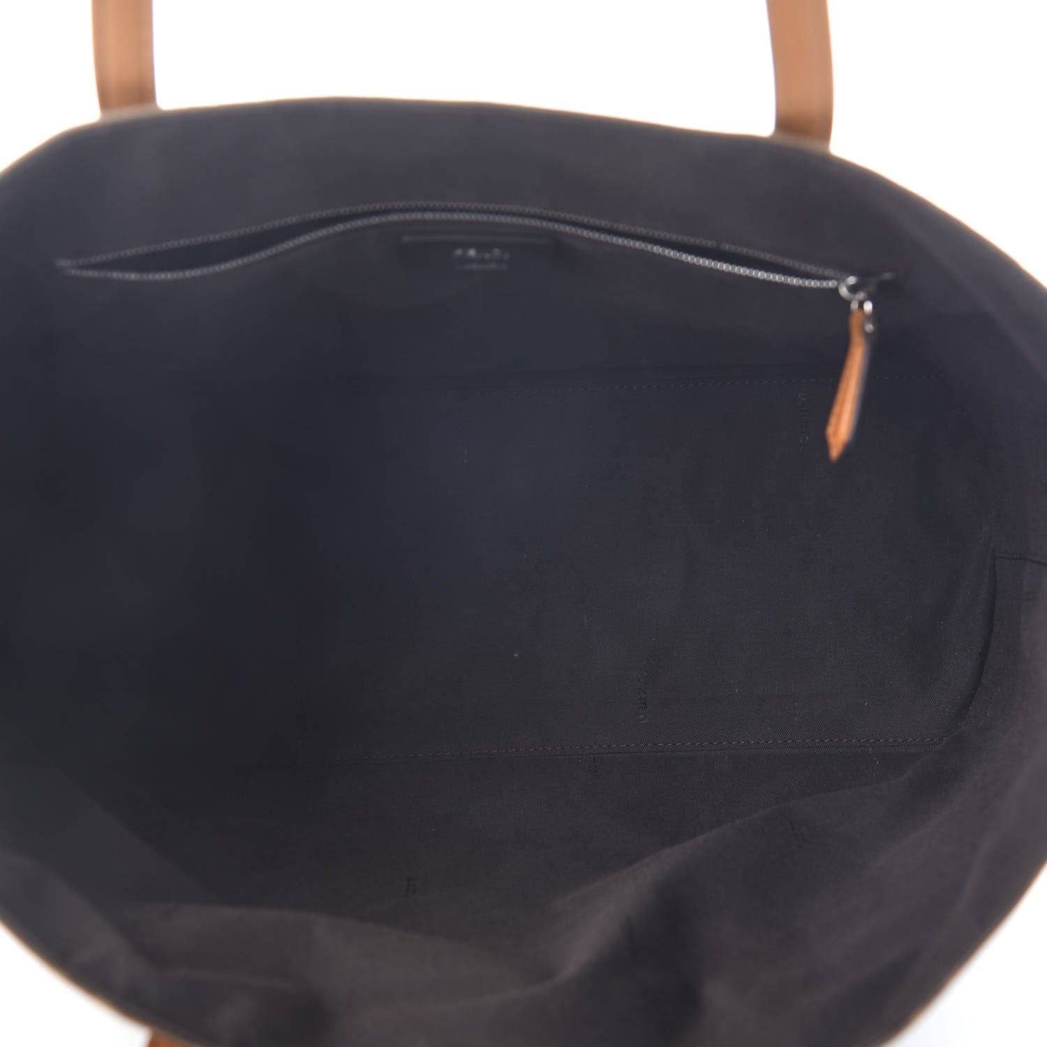 Fendi Glazed Fabric Vitello Century FF 1974 Stamp Patch Shopping Tote Mogano Panna Caramello 5 of 9
