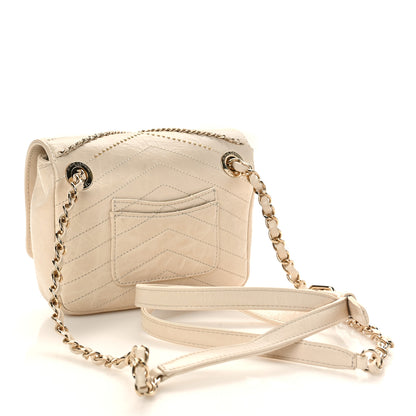 Chanel Crumpled Calfskin Chevron Chain Mini Square Ivory 3 of 13