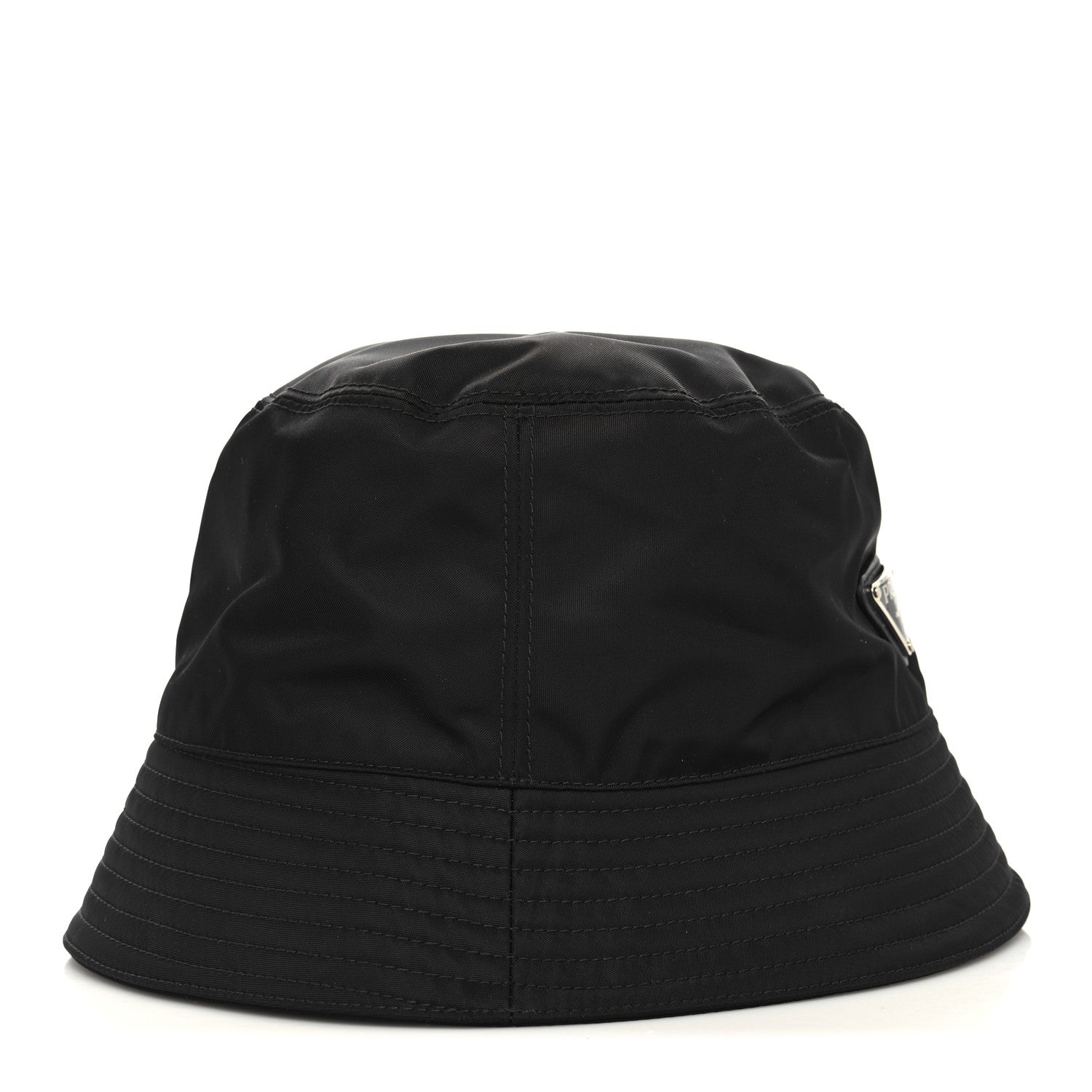Prada Re-Nylon Metal Triangle Logo Mens Bucket Hat M Black 4 of 8
