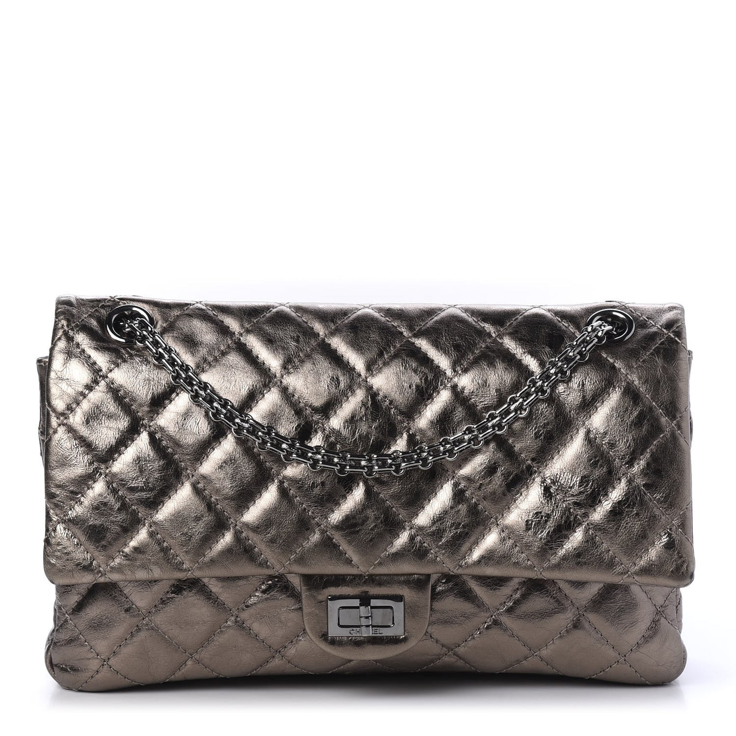 Metallic Sheepskin Quilted 2.55 Reissue 226 Flap Dark Silver