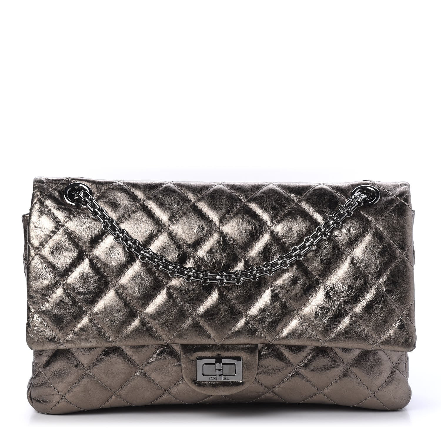 Chanel Metallic Sheepskin Quilted 2.55 Reissue 226 Flap Dark Silver 1 of 9