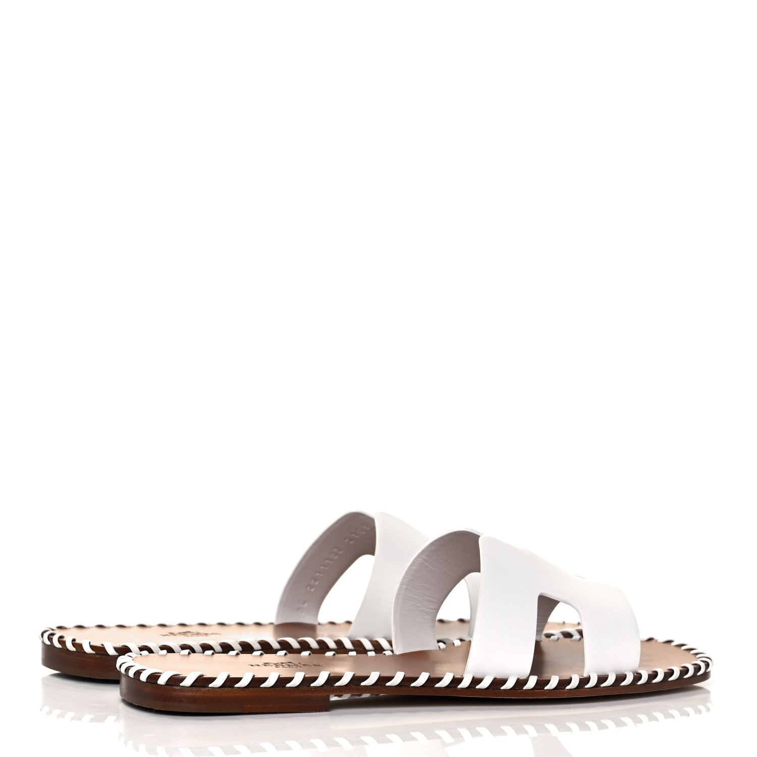 Hermes Calfskin Braided Oran Sandals 37 White 4 of 10
