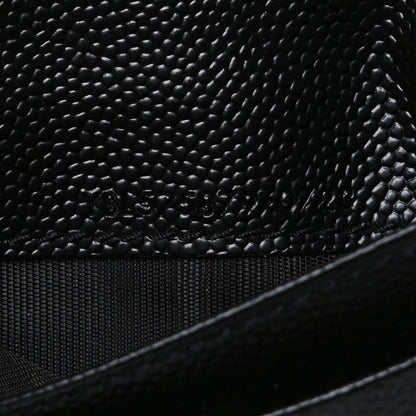 Saint Laurent Grain De Poudre Matelasse Chevron Monogram Zipped Card Case Black 7 of 8