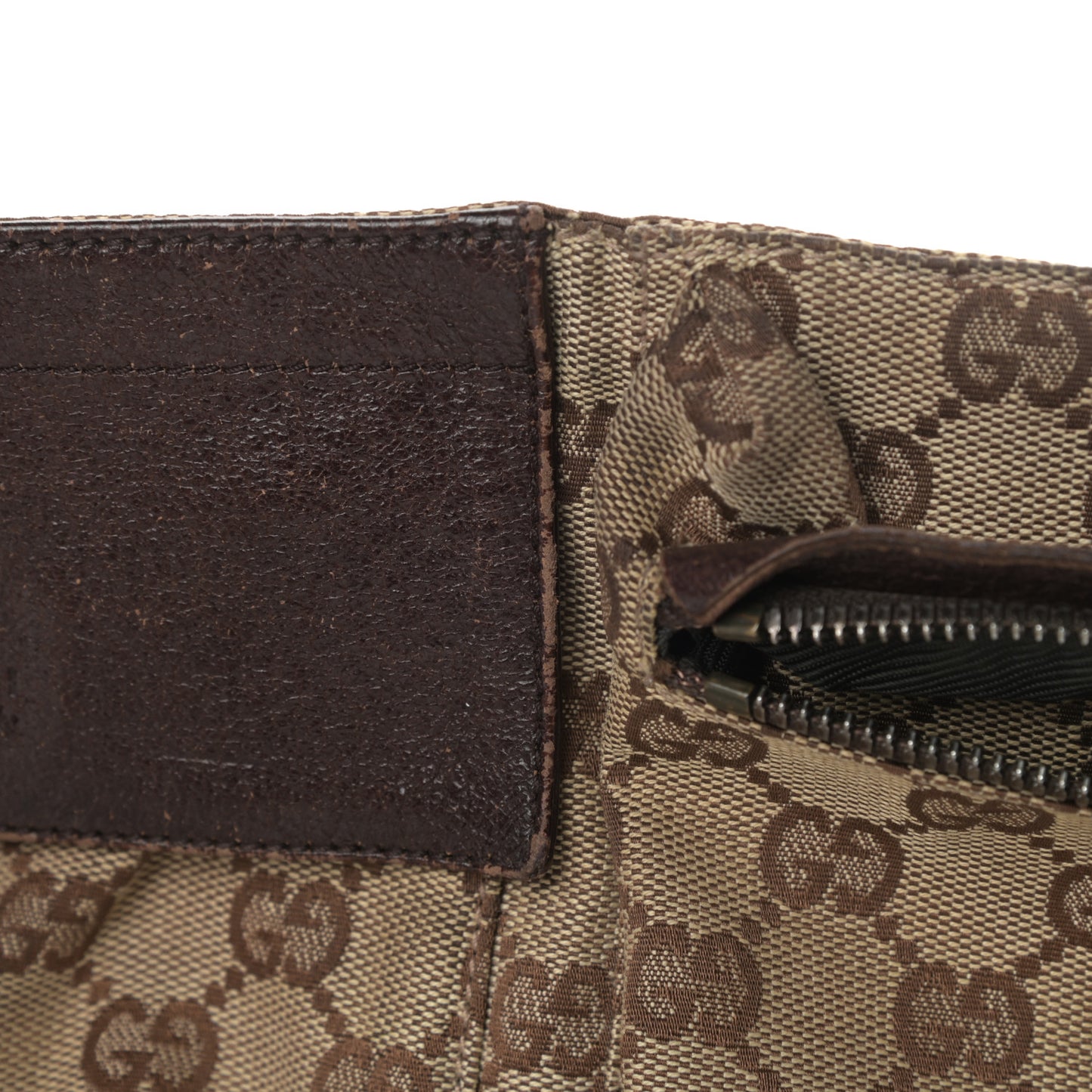 GG Monogram Double Pocket Belt Bag Dark Brown
