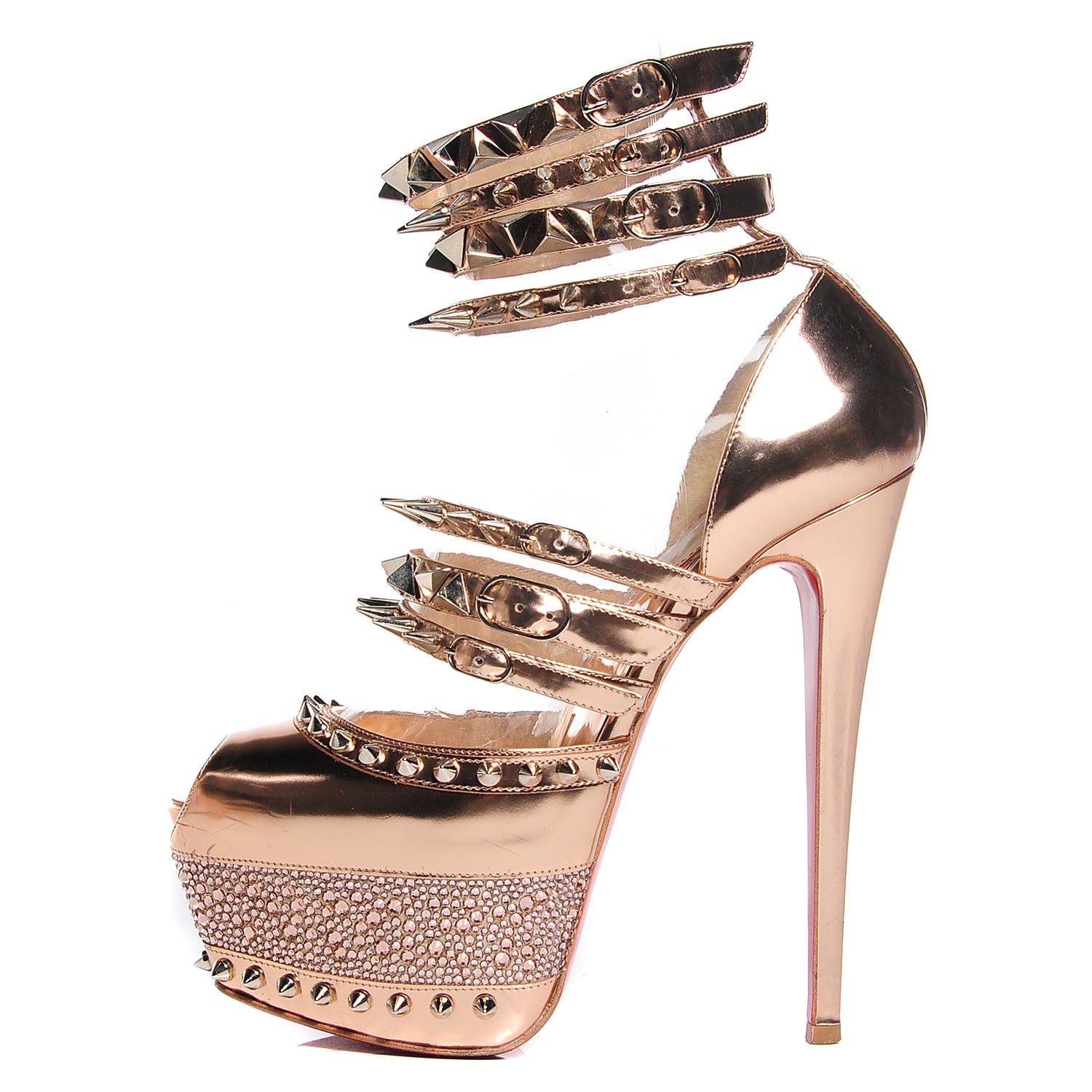 Christian Louboutin Specchio Calf Isolde 20th Anniversary 160 Platform Sandals 39.5 Nude 1 of 5