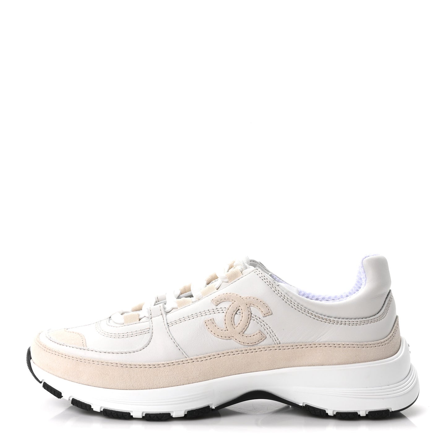 Calfskin Suede CC Sneakers 37.5 White