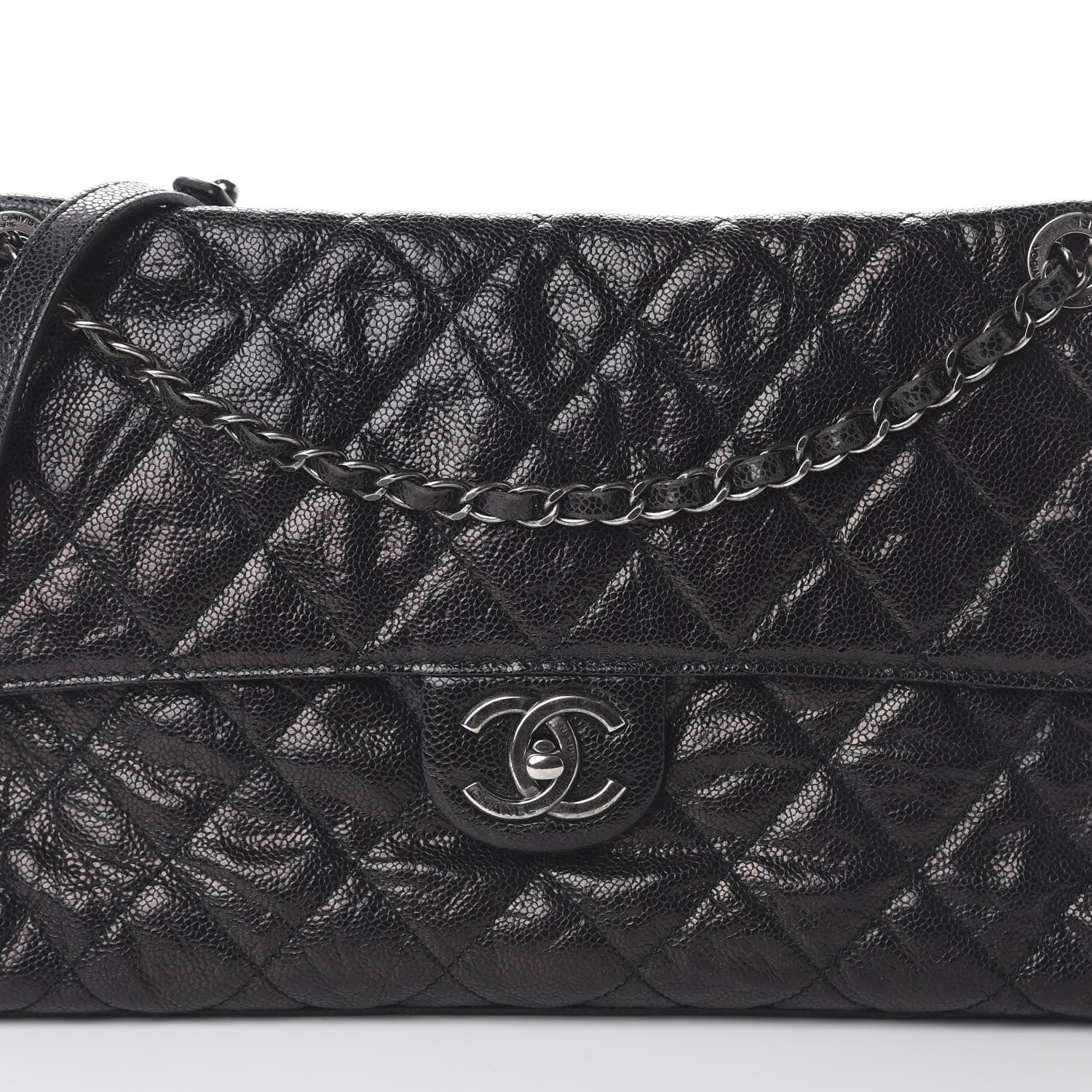 Chanel Crumpled Grained Calfskin Jumbo CC Crave Flap Black 9 of 9