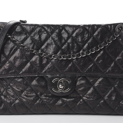 Chanel Crumpled Grained Calfskin Jumbo CC Crave Flap Black 9 of 9