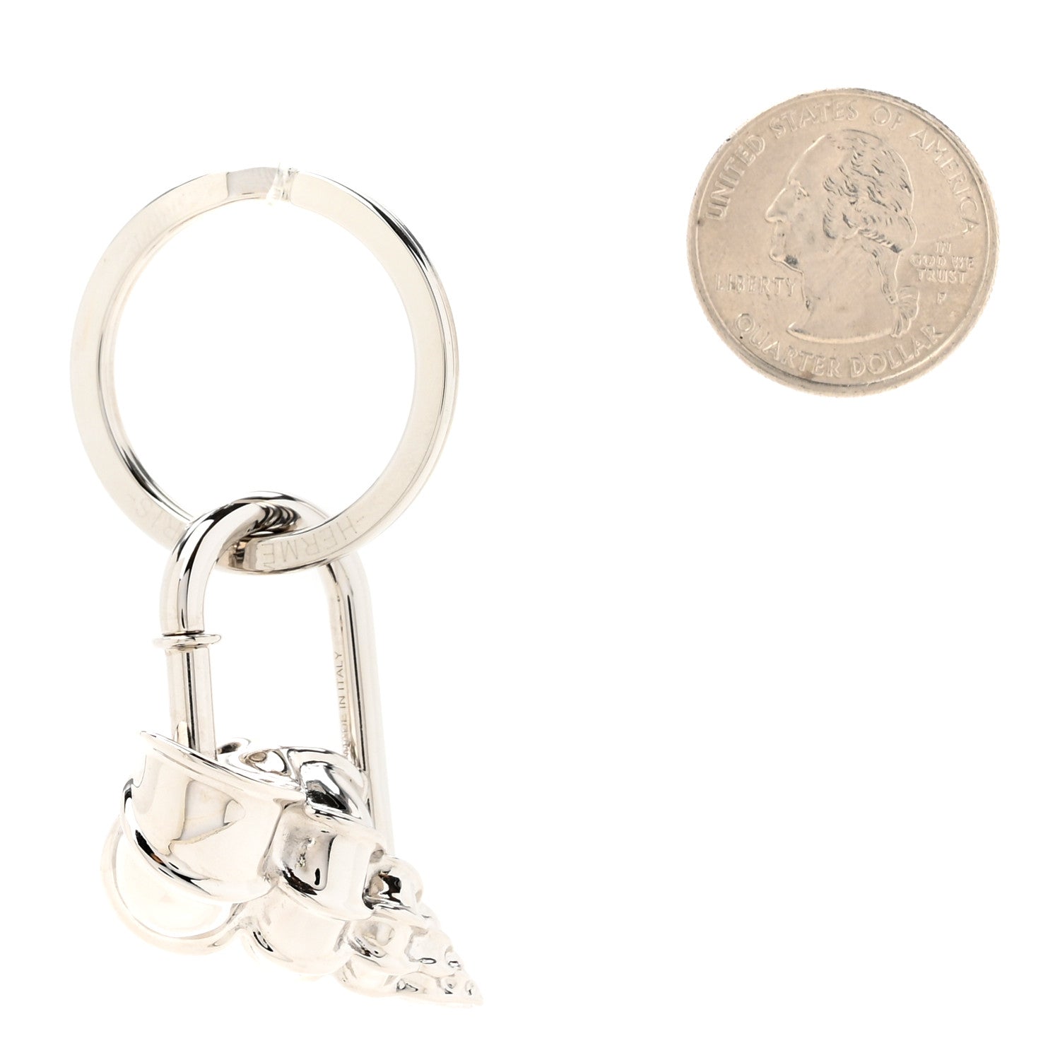 Hermes Palladium Seashell Key Ring 2 of 5