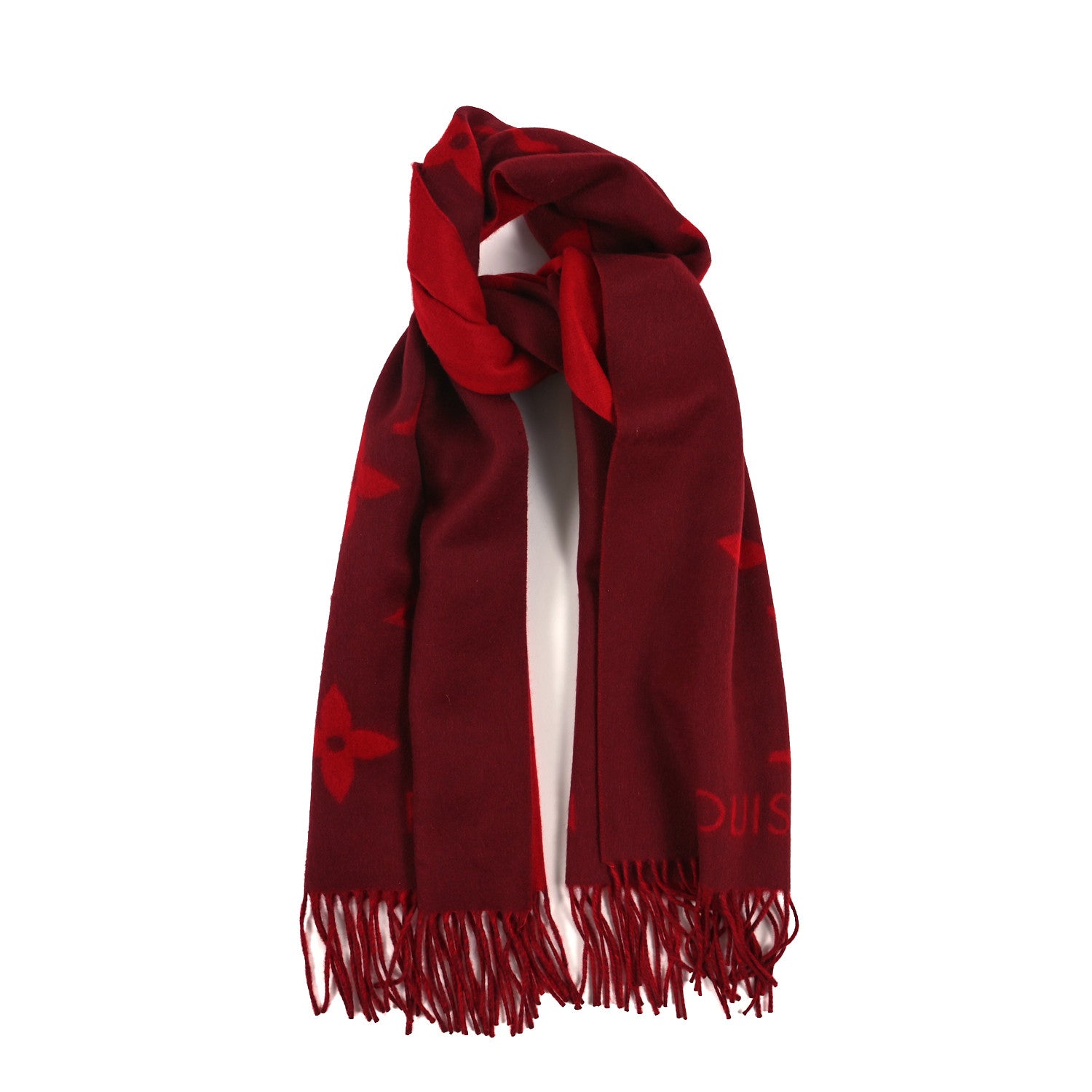 Louis Vuitton Cashmere Monogram Reykjavik Scarf Cherry 1 of 3