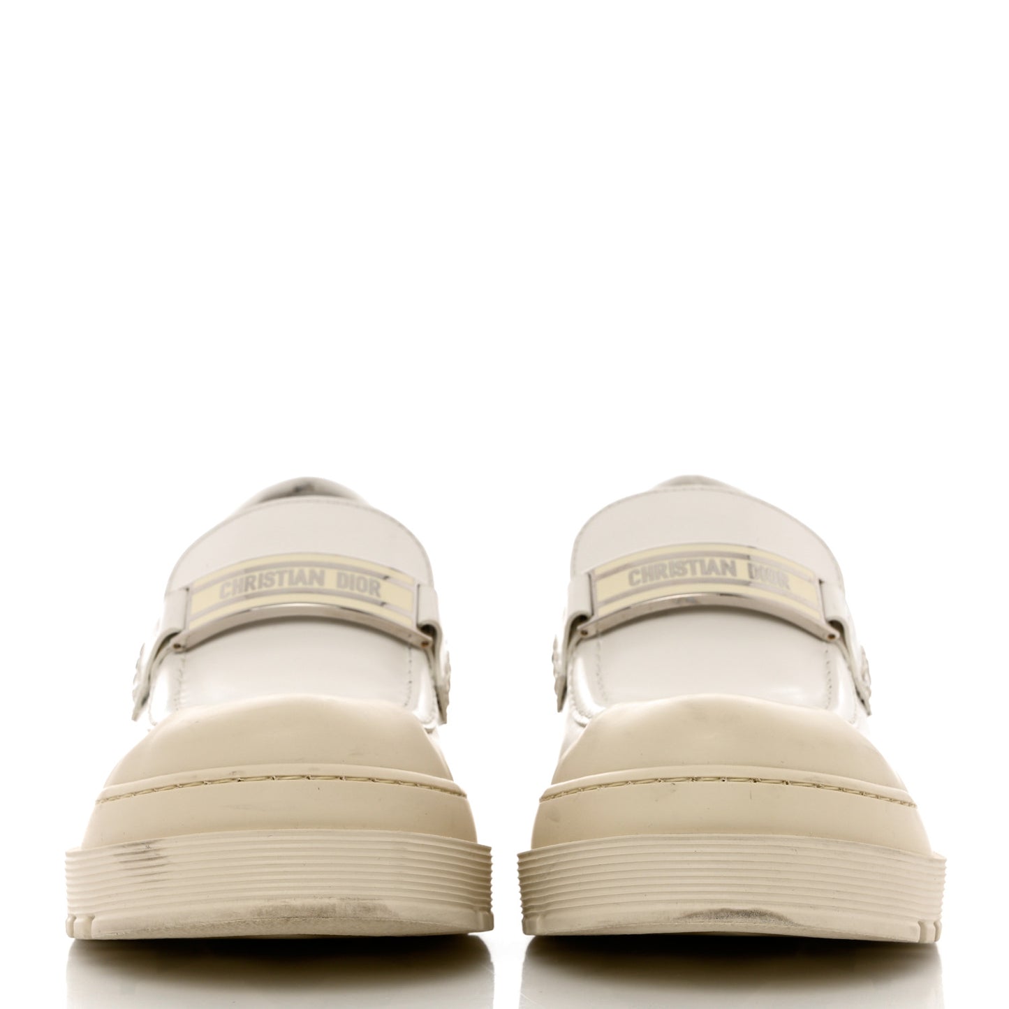 Brushed Calfskin Dior Code Lug Sole Platform 35mm Loafers 37 White