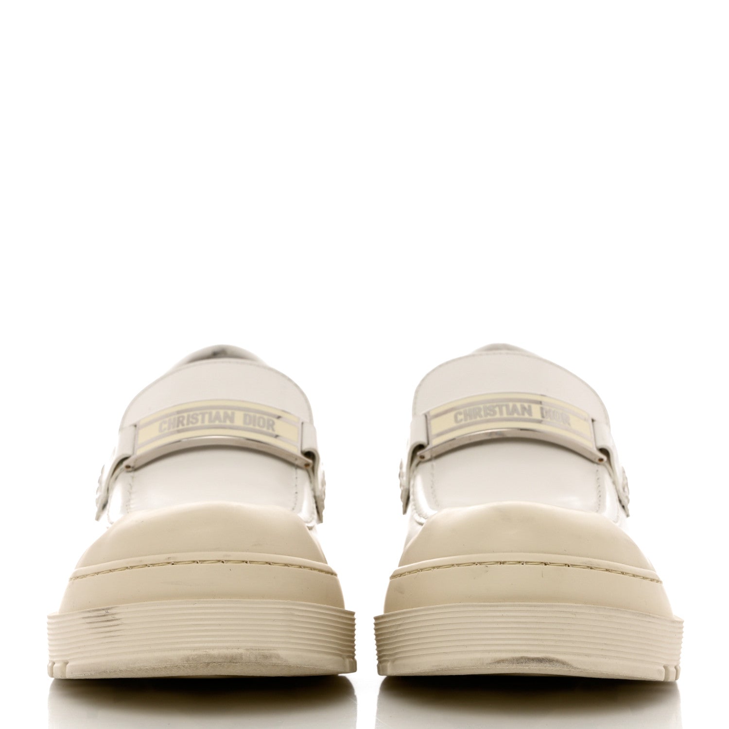 Christian Dior Brushed Calfskin Dior Code Lug Sole Platform 35mm Loafers 37 White 2 of 11