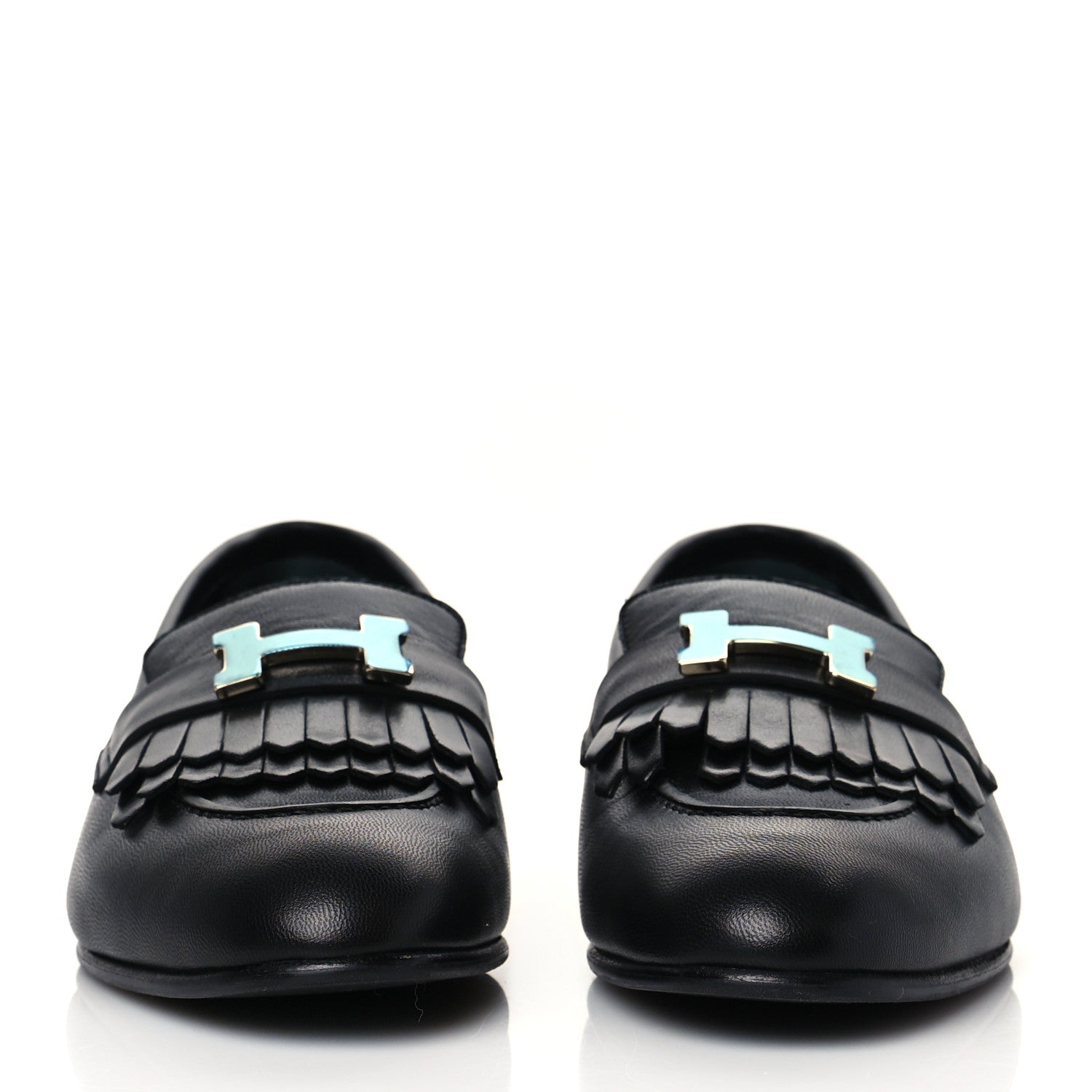 Hermes Goatskin Womens Royal Loafers 36.5 Black 2 of 9
