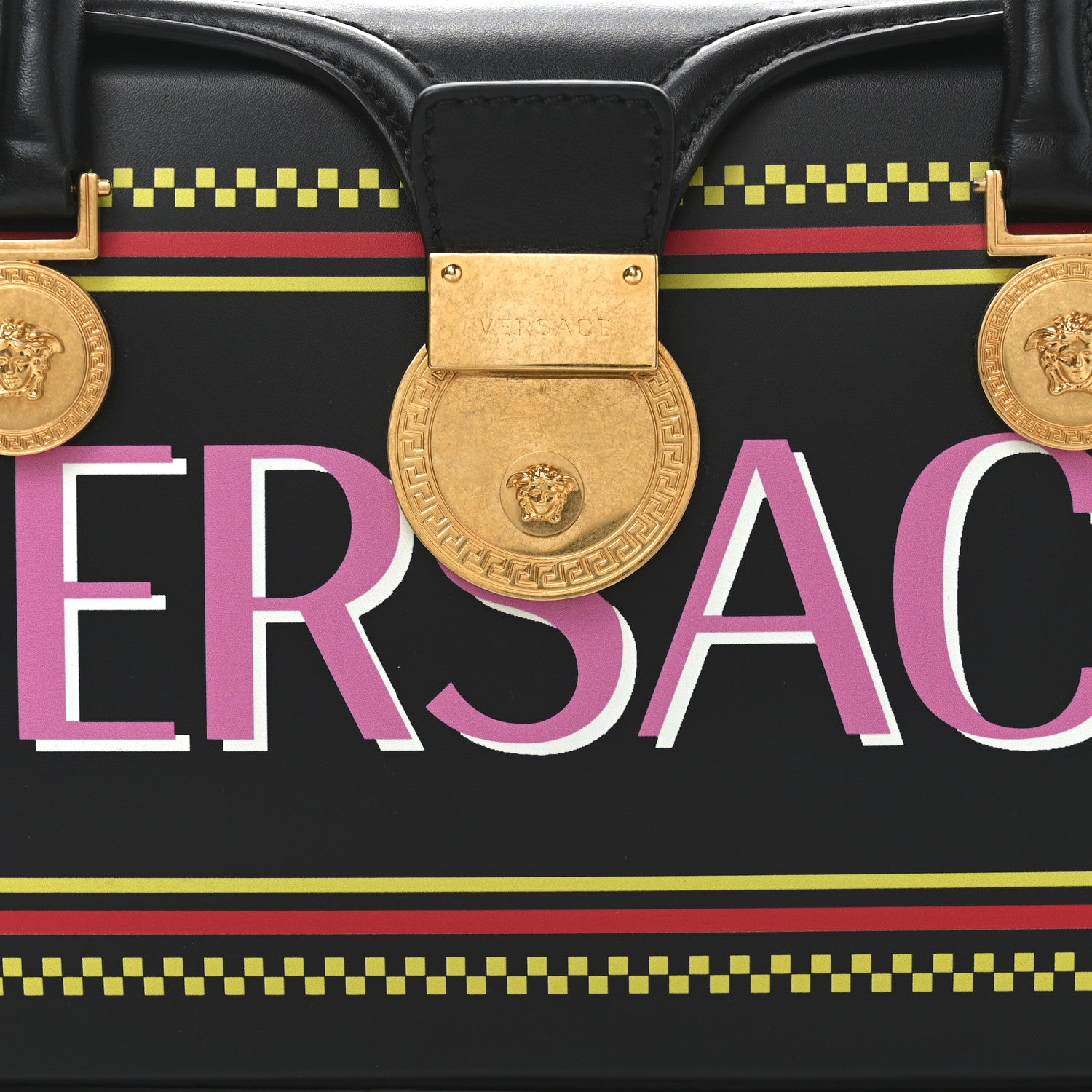 Versace Vitello 90's Vintage Logo Bag Black 7 of 10