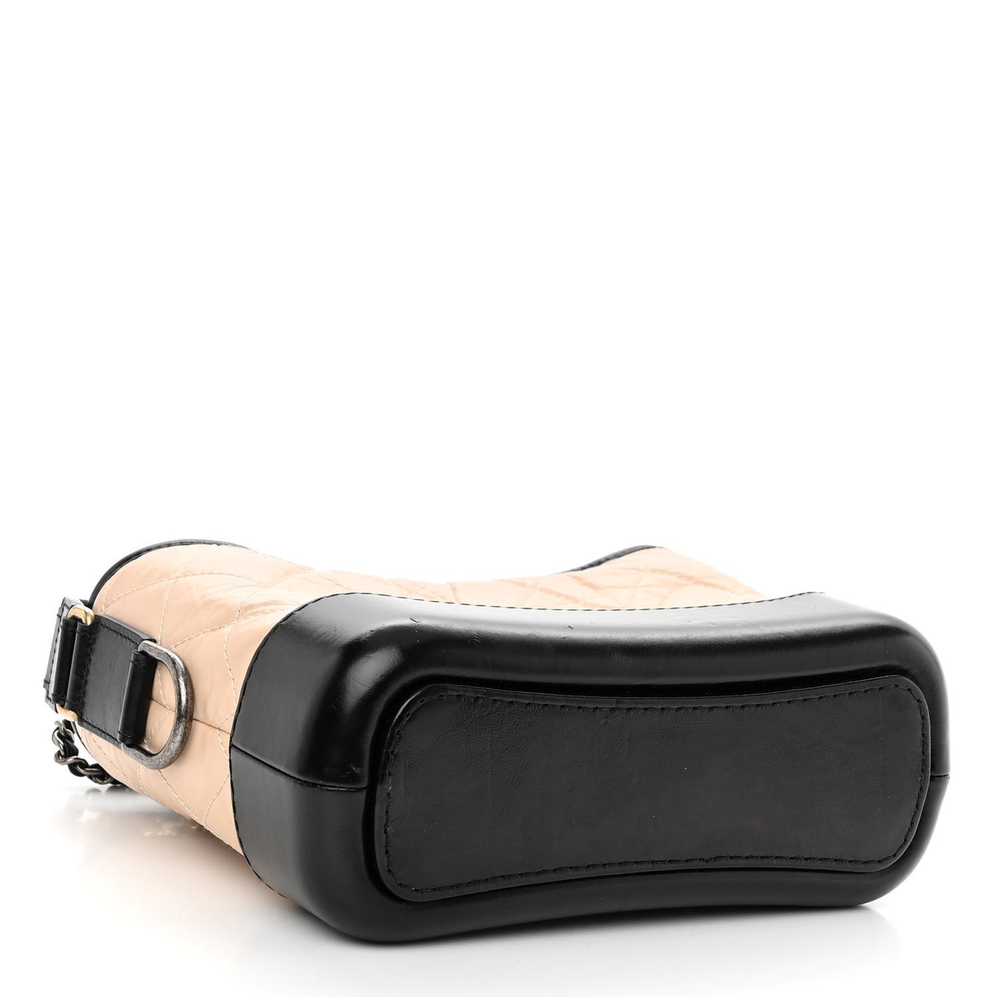 Aged Calfskin Quilted Small Gabrielle Hobo Beige Black
