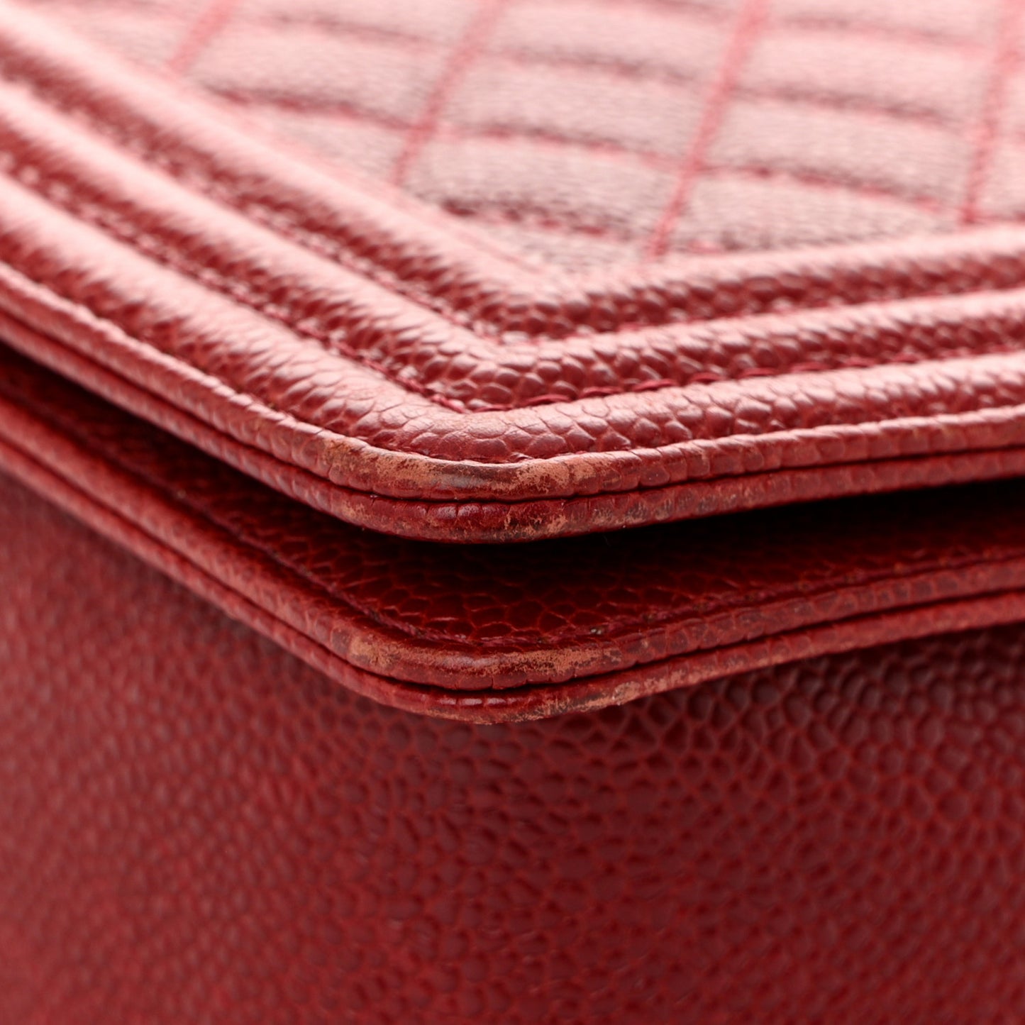 Caviar Quilted Large Boy Flap Dark Red