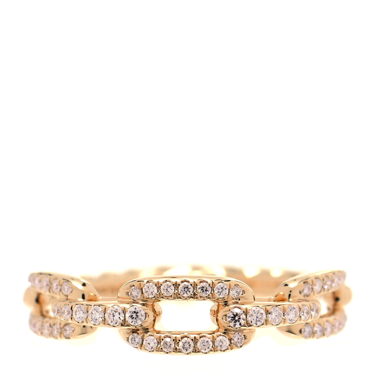 David Yurman 18K Yellow Gold Diamond 4.5mm Stax Single Row Chain Link Ring 51 5.75 1 of 5