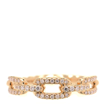 David Yurman 18K Yellow Gold Diamond 4.5mm Stax Single Row Chain Link Ring 51 5.75 1 of 5