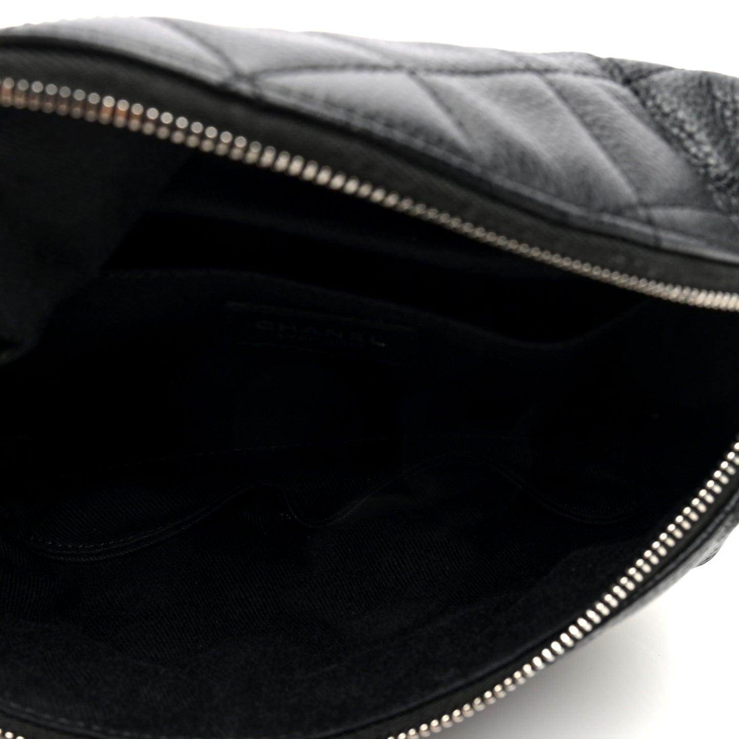 Grained Calfskin Quilted Waist Belt Bag Black