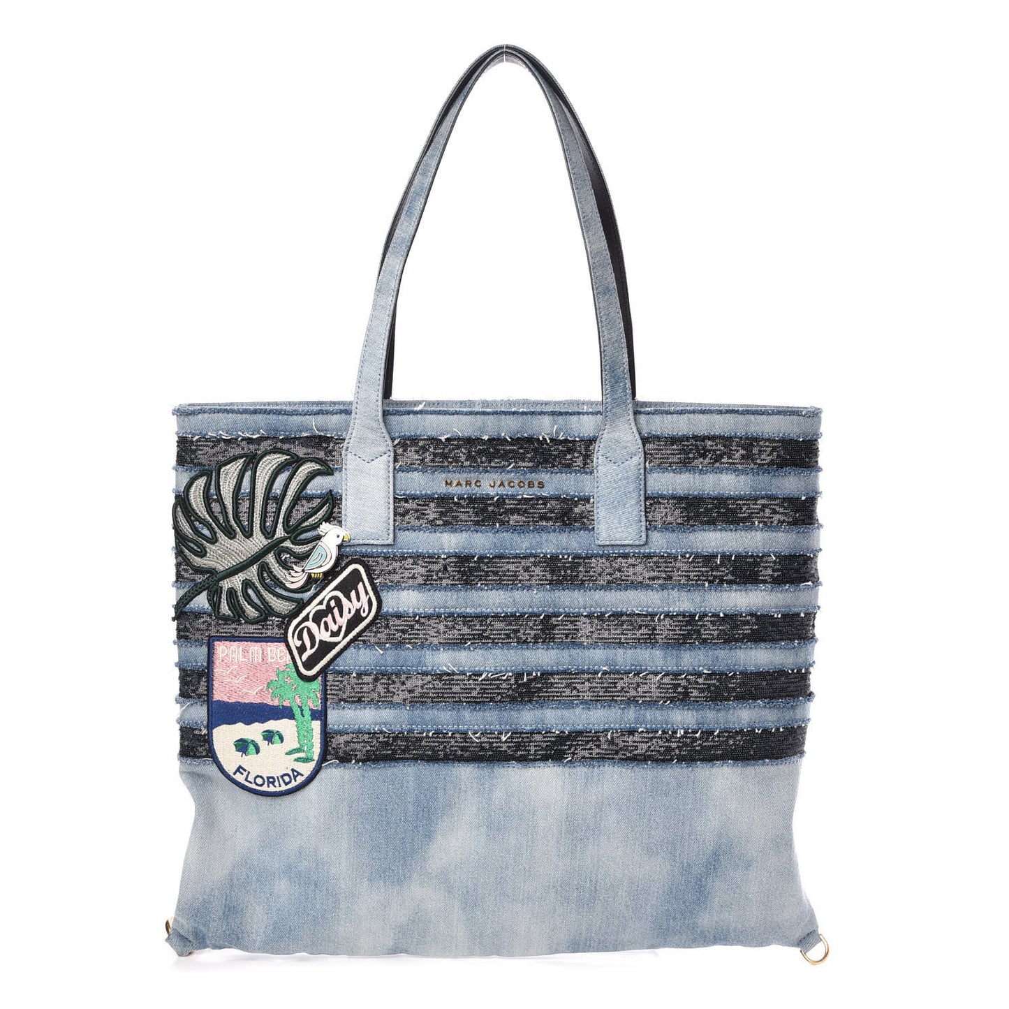 Denim Striped Wingman Tote Blue