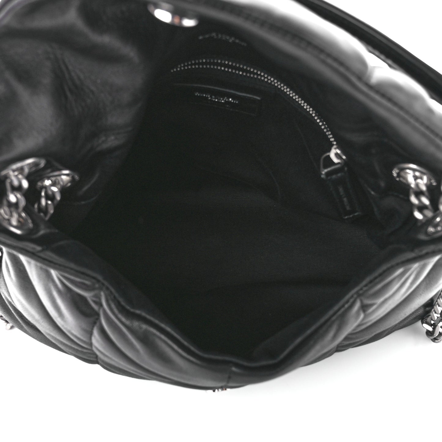 Lambskin Quilted Small Loulou Puffer Monogram Chain Satchel Black