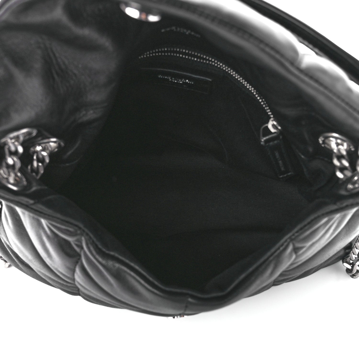 Saint Laurent Lambskin Quilted Small Loulou Puffer Monogram Chain Satchel Black 5 of 12