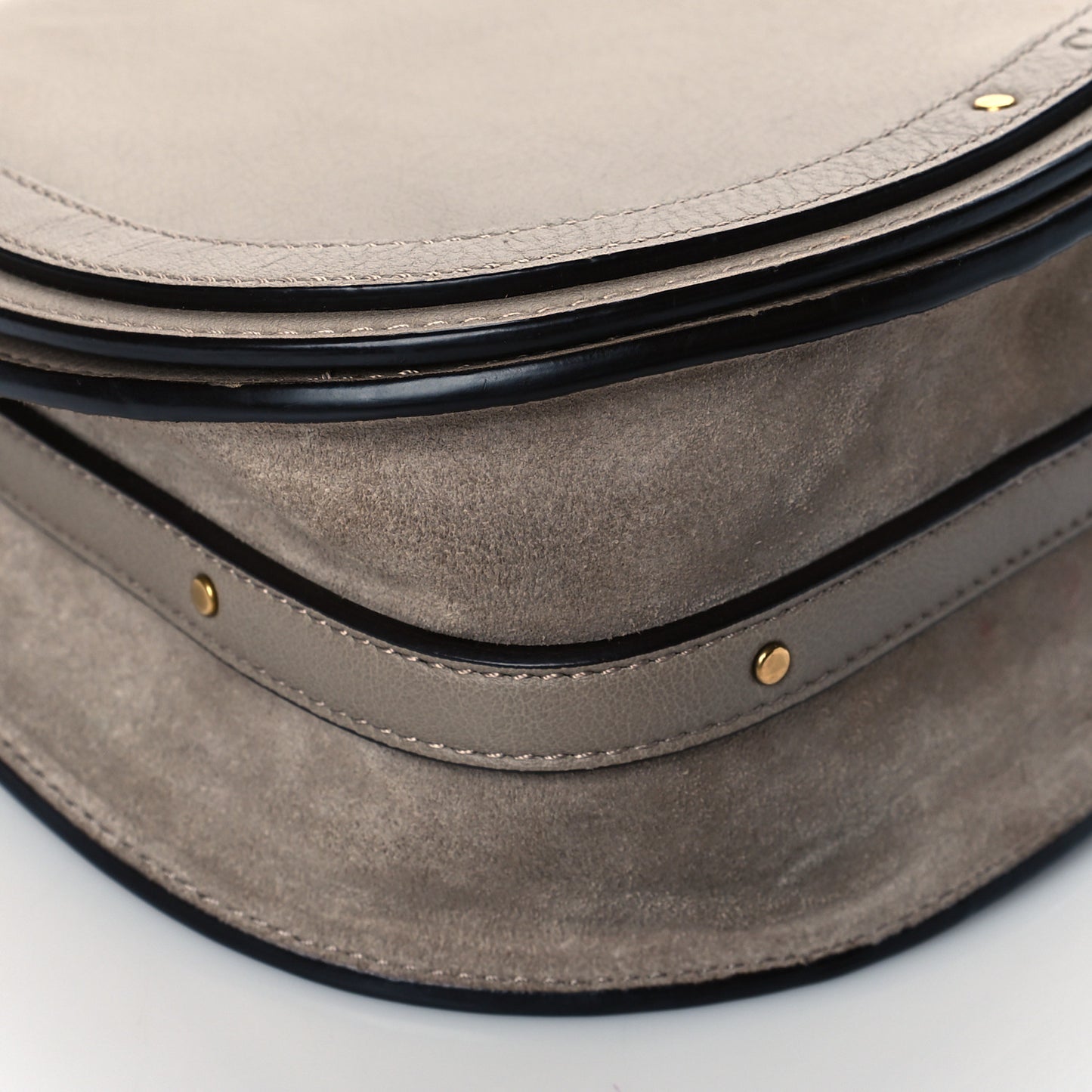 Calfskin Suede Medium Nile Bracelet Bag Motty Grey