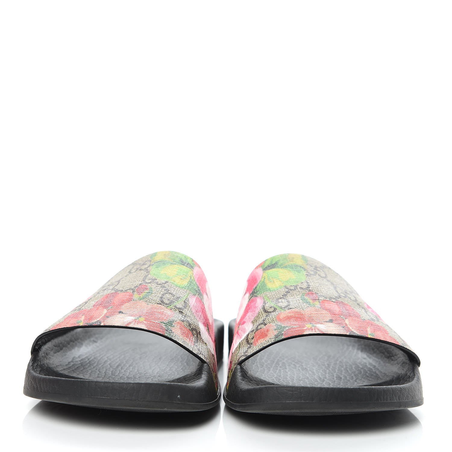 Gucci GG Supreme Monogram Blooms Slide Sandals 37 Beige Multicolor 2 of 7