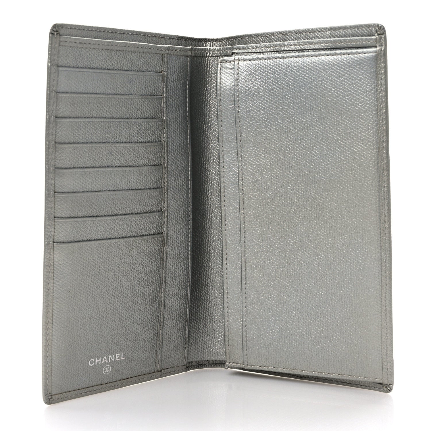 Chanel Grained Calfskin CC Button Yen Wallet Silver 5 of 7