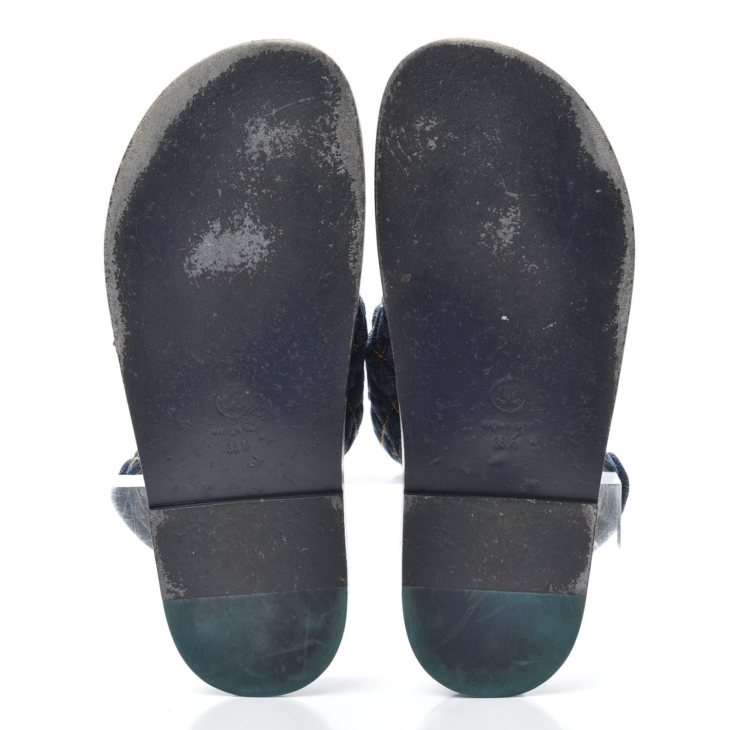 Chanel Denim Velcro Dad Sandals 38.5 Navy Blue 6 of 6