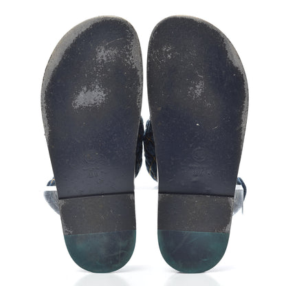 Chanel Denim Velcro Dad Sandals 38.5 Navy Blue 6 of 6