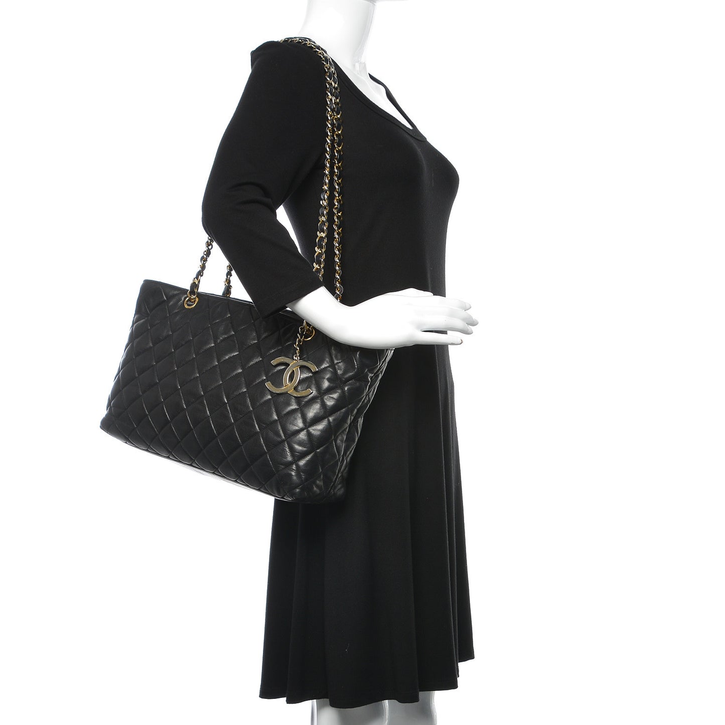Lambskin Quilted Tote Black