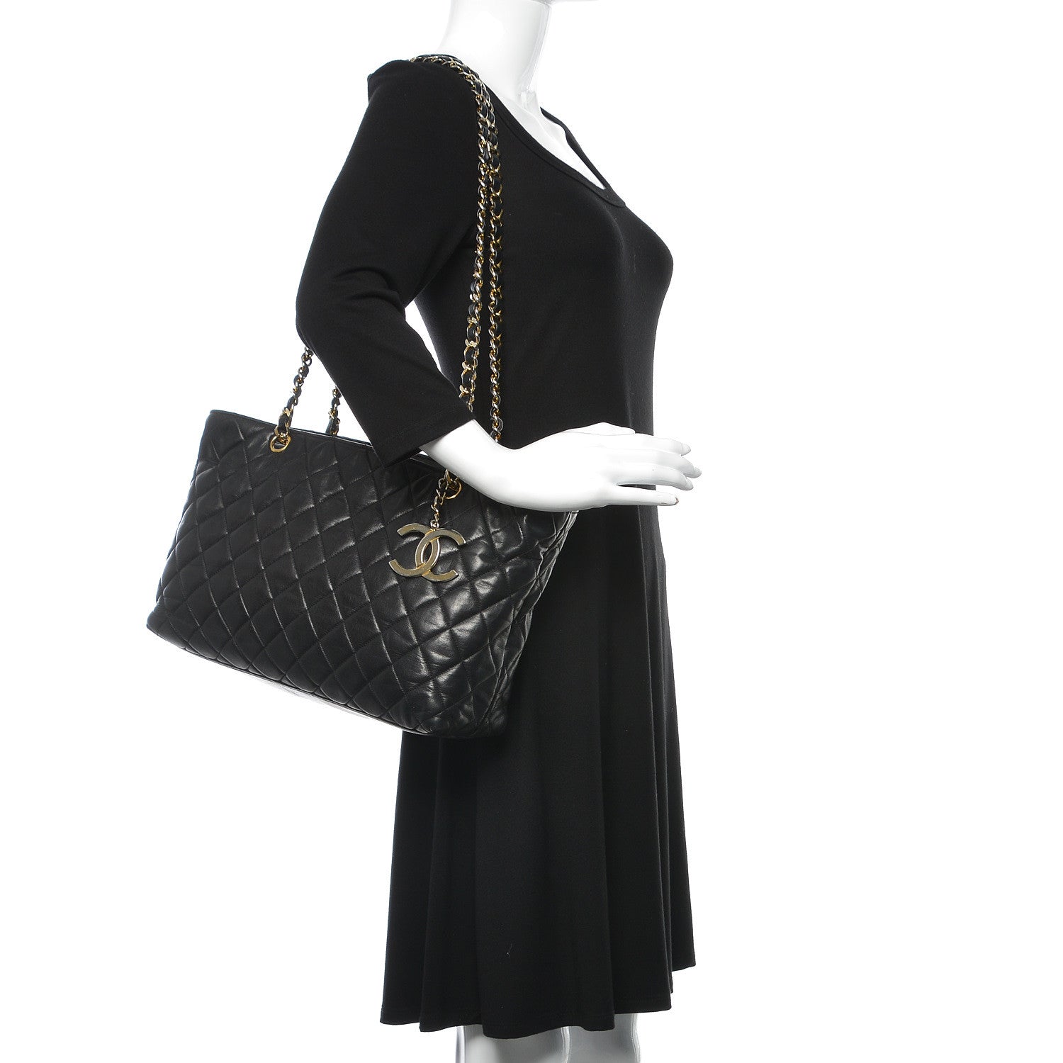Chanel Lambskin Quilted Tote Black 2 of 10