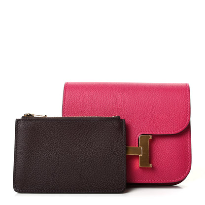 Hermes Evercolor Verso Constance Slim Wallet Rose Mexico Chocolate 3 of 7
