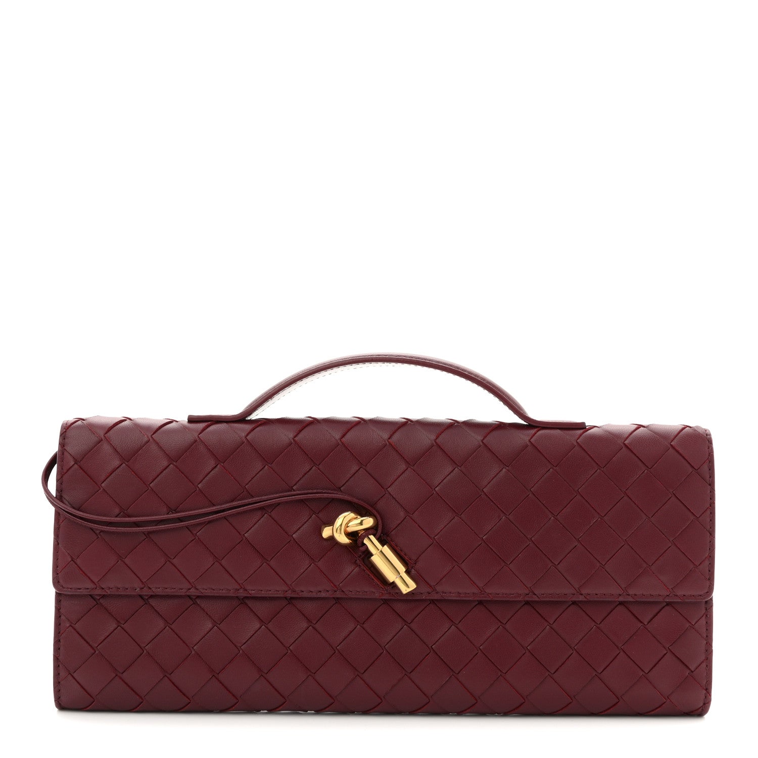 Bottega Veneta Nappa Intrecciato Long Andiamo Top Handle Clutch Barolo 2 of 16