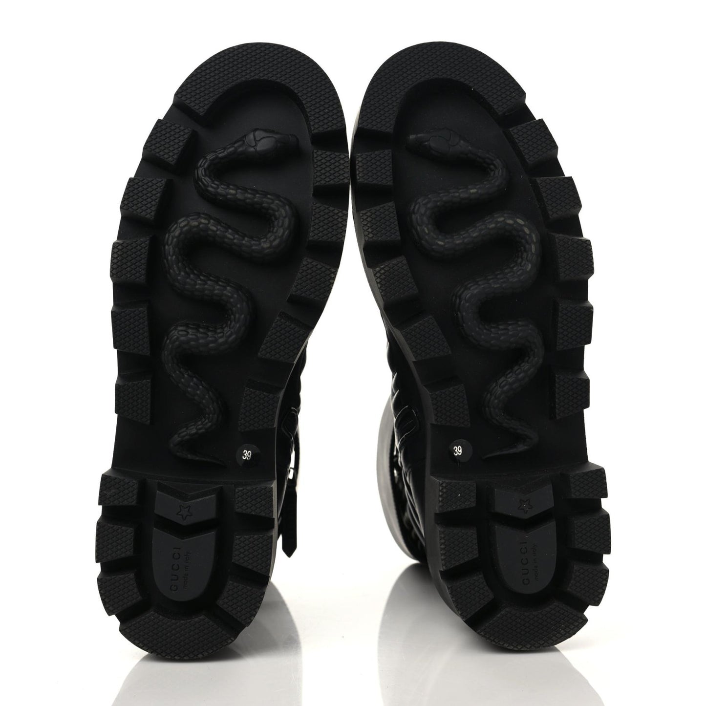 Nappa Frances GG Matelasse Platform Combat Boots 39 Black