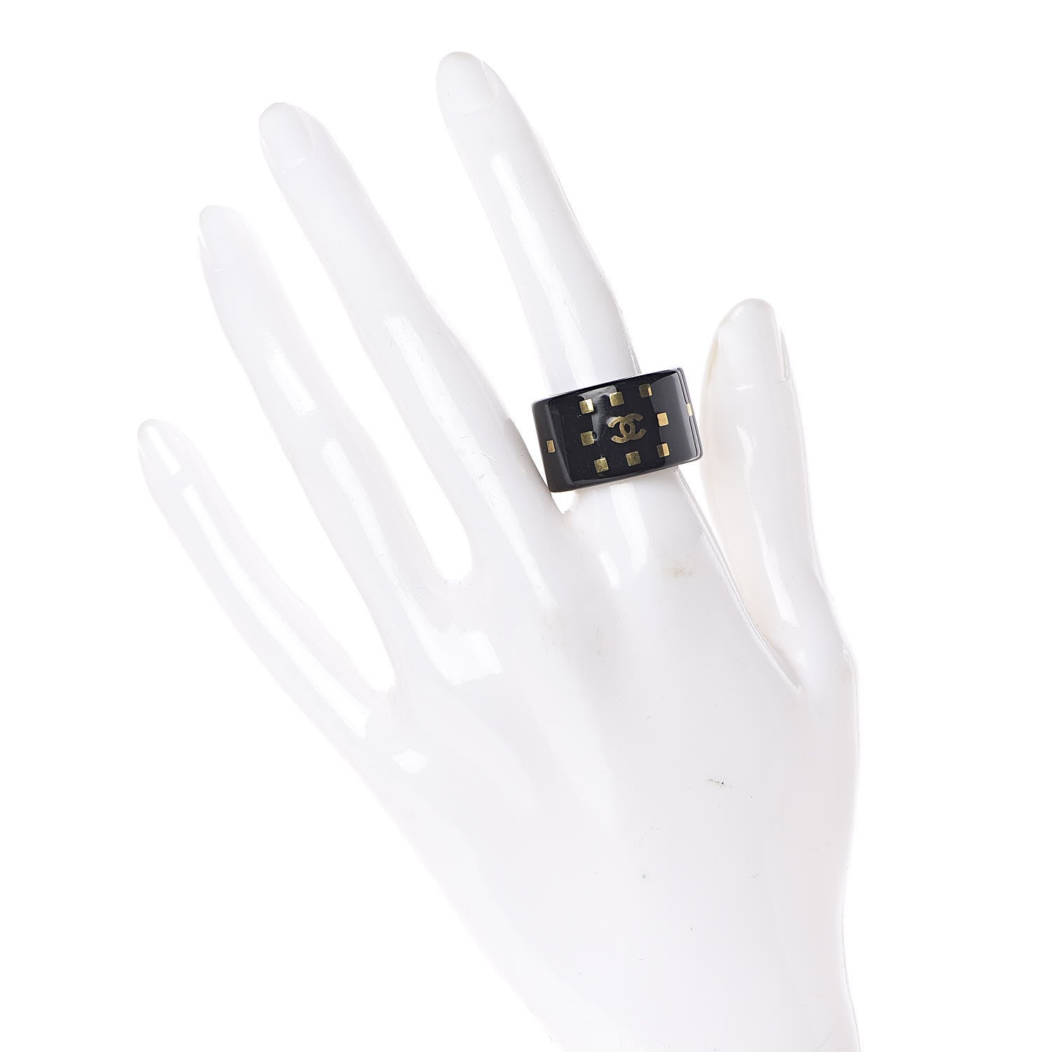 Chanel Resin CC Ring 6 Black 2 of 5