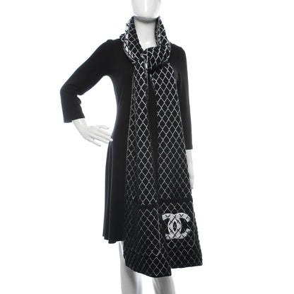 Chanel Cashmere CC Pocket Scarf Black White 2 of 5
