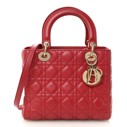 Christian Dior Lambskin Cannage Medium Lady Dior Red 1 of 10