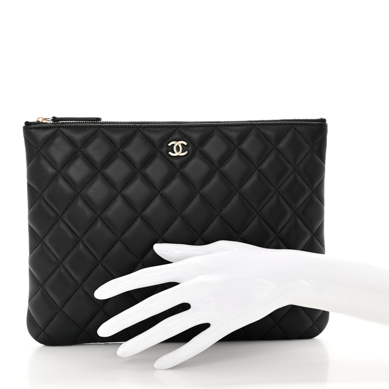 Chanel Lambskin Quilted Medium Cosmetic Case Black 2 of 7