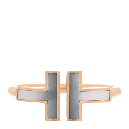 Tiffany 18K Rose Gold Mother of Pearl T Wire Ring 49 5 1 of 5