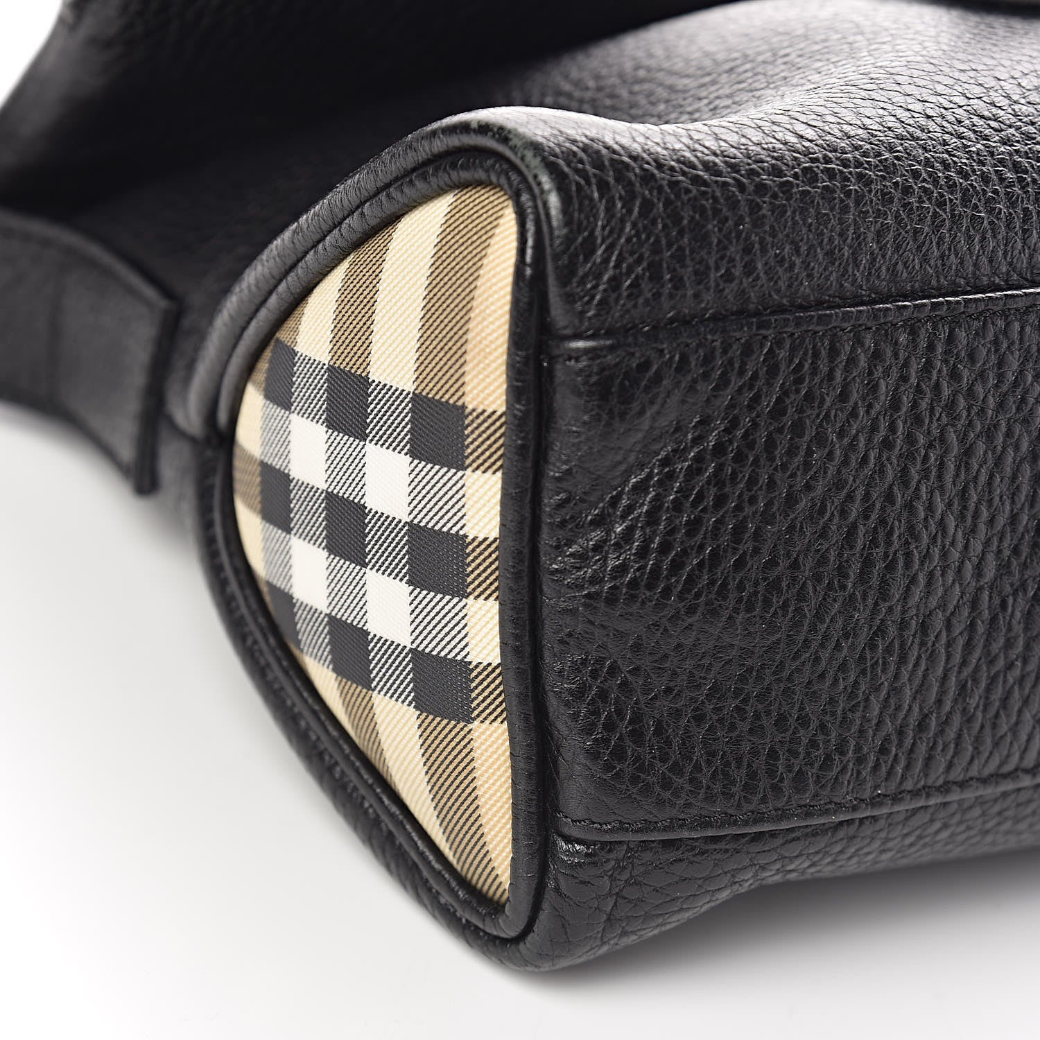 Burberry Grainy Calfskin House Check Horn Toggle Shoulder Bag Black 9 of 12