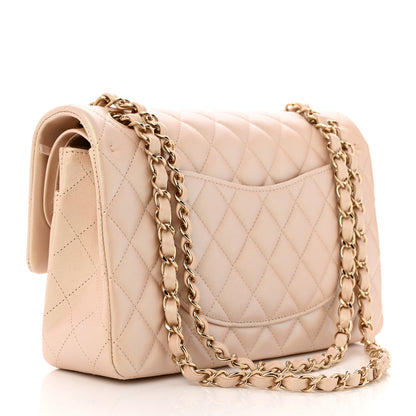 Chanel Iridescent Calfskin Quilted Medium Double Flap Beige 2 of 12