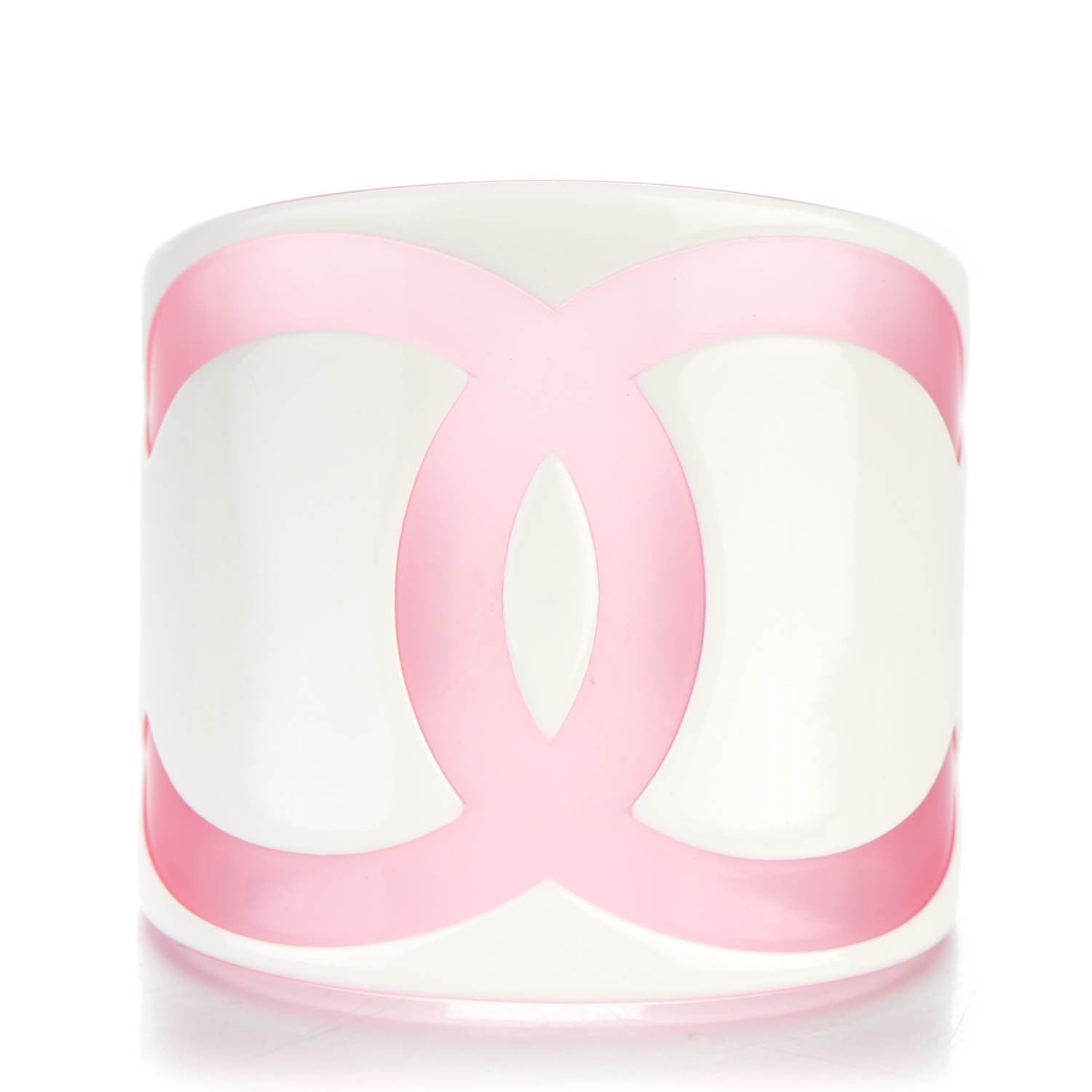Chanel Resin CC Wide Cuff White Pink 1 of 4