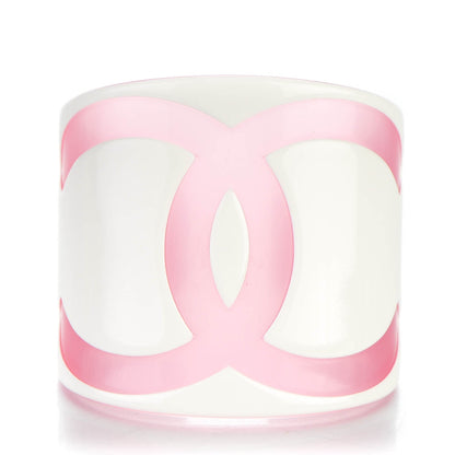 Chanel Resin CC Wide Cuff White Pink 1 of 4