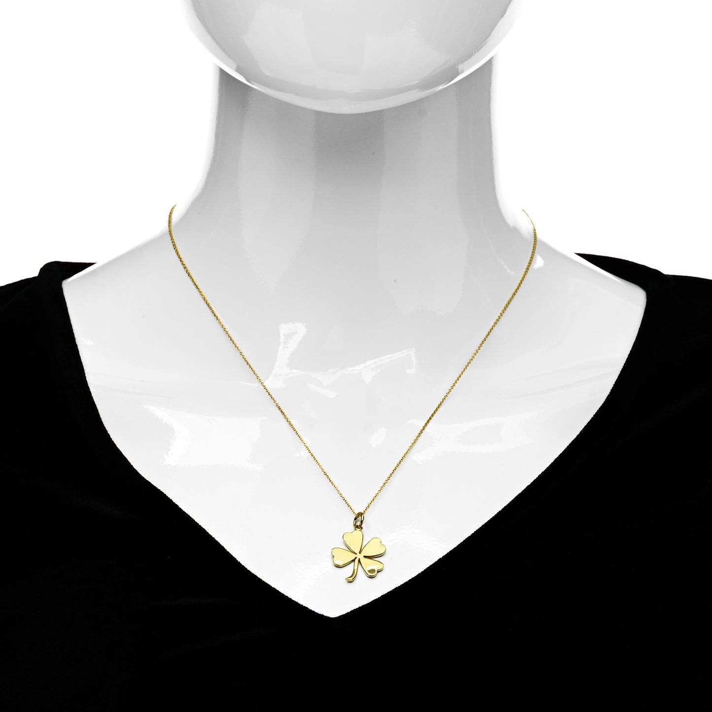 18K Yellow Gold Large Clover Pendant Necklace