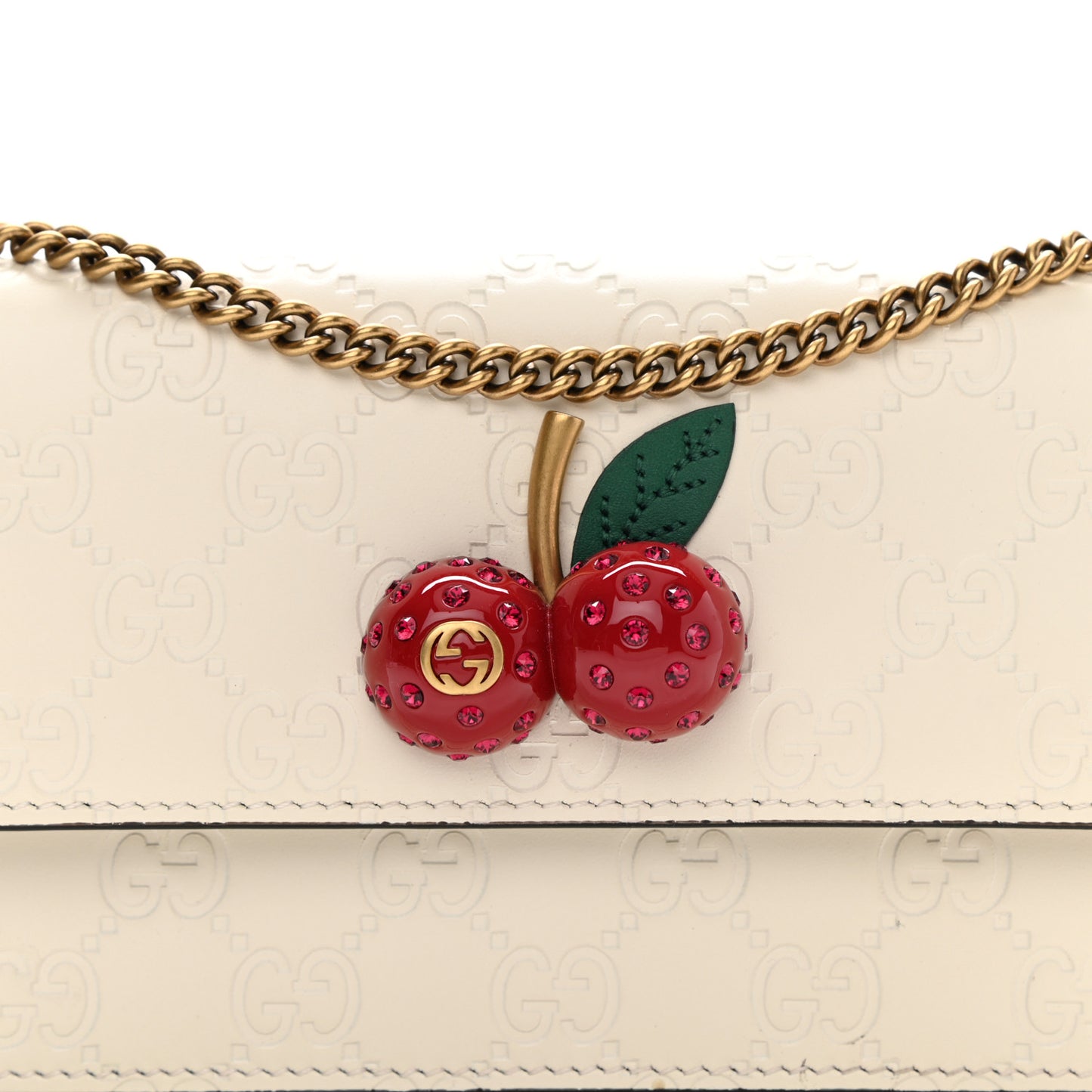 Guccissima Mini Cherry Chain Bag White
